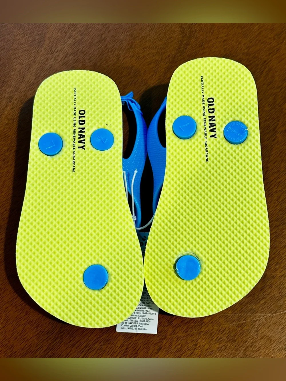Old Navy Toddler Flip Flops - Navy & Bright Yellow Shark Print